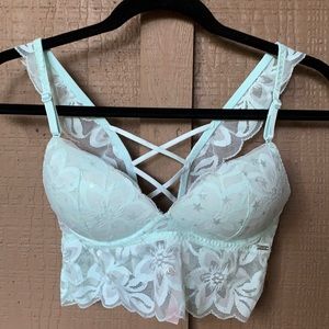 VS PINK mint green lace push-up bra